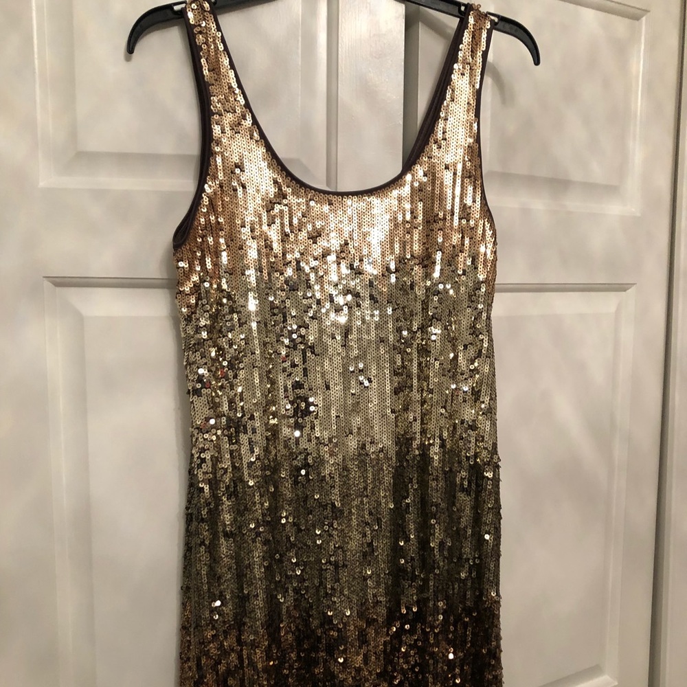 Gold sequin mini dress